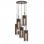 Pine/iron Glass/wood Almeria - Pendant, FX-3690-5