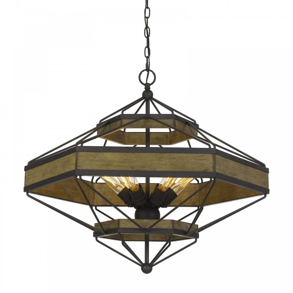 Wood/black Pine wood/metal Alicante - Chandelier, FX-3702-6