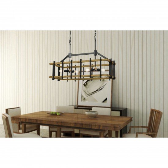 Iron/light oak Pine wood/metal Bruck - Island chandelier