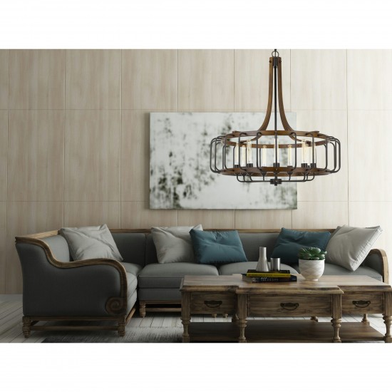 Iron/dark oak Metal Kellia - Chandelier, FX-3708-9