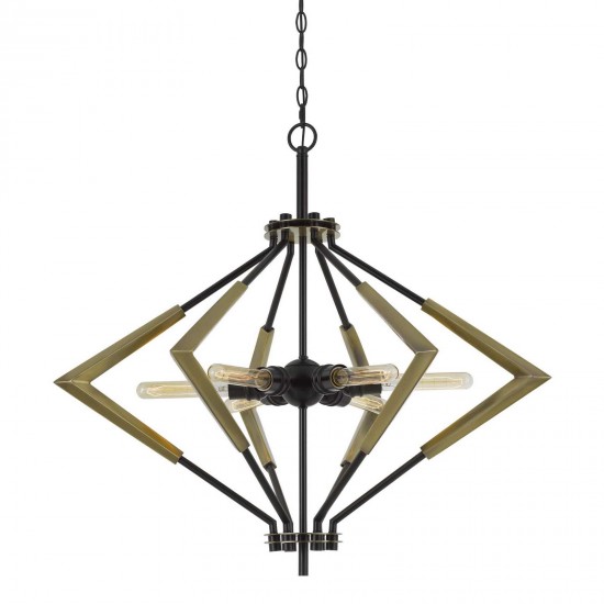 Antique brass/black Metal Malounta - Chandelier, FX-3709-6