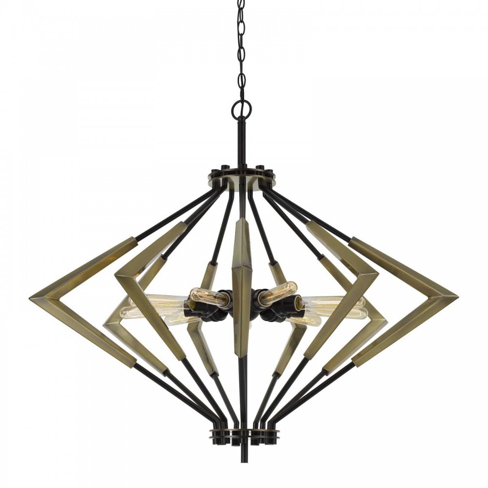 Antique brass/black Metal Malounta - Chandelier, FX-3709-9