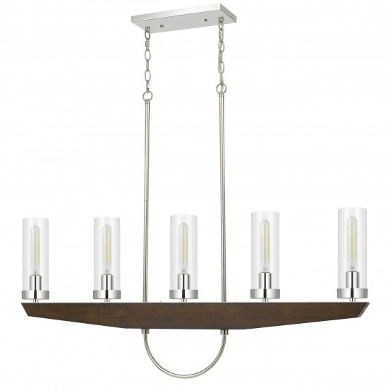 Wood/brushed steel Metal/wood Ercolano - Chandelier, FX-3756-5