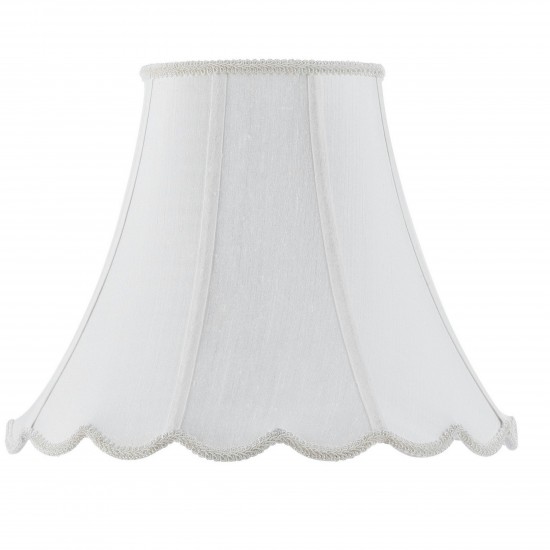 White Fabric Piped scallop bell - Lamp shades, SH-8105/12-WH