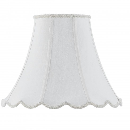 White Fabric Piped scallop bell - Lamp shades, SH-8105/14-WH