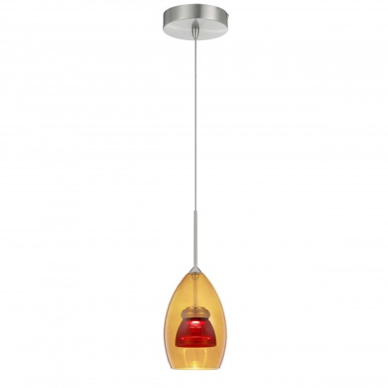 Amber/red Metal, glass 128 integrated led pendant - Pendant