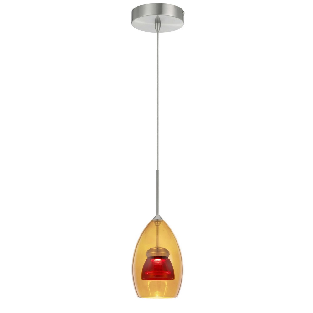 Amber/red Metal, glass 128 integrated led pendant - Pendant