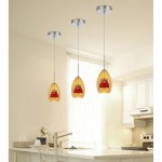 Amber/red Metal, glass 128 integrated led pendant - Pendant