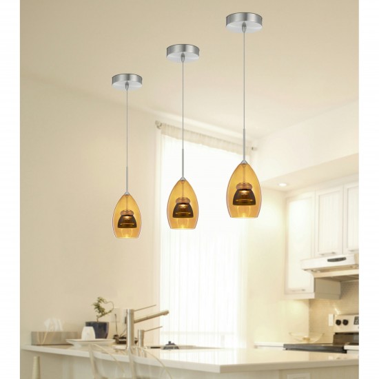 Amber/smoke Metal, glass 128 integrated led pendant - Pendant