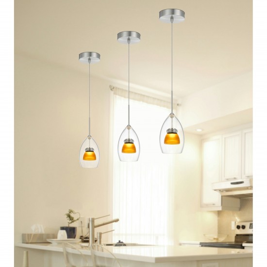 Frosted yellow Metal/glass 128 integrated led pendant - Pendant