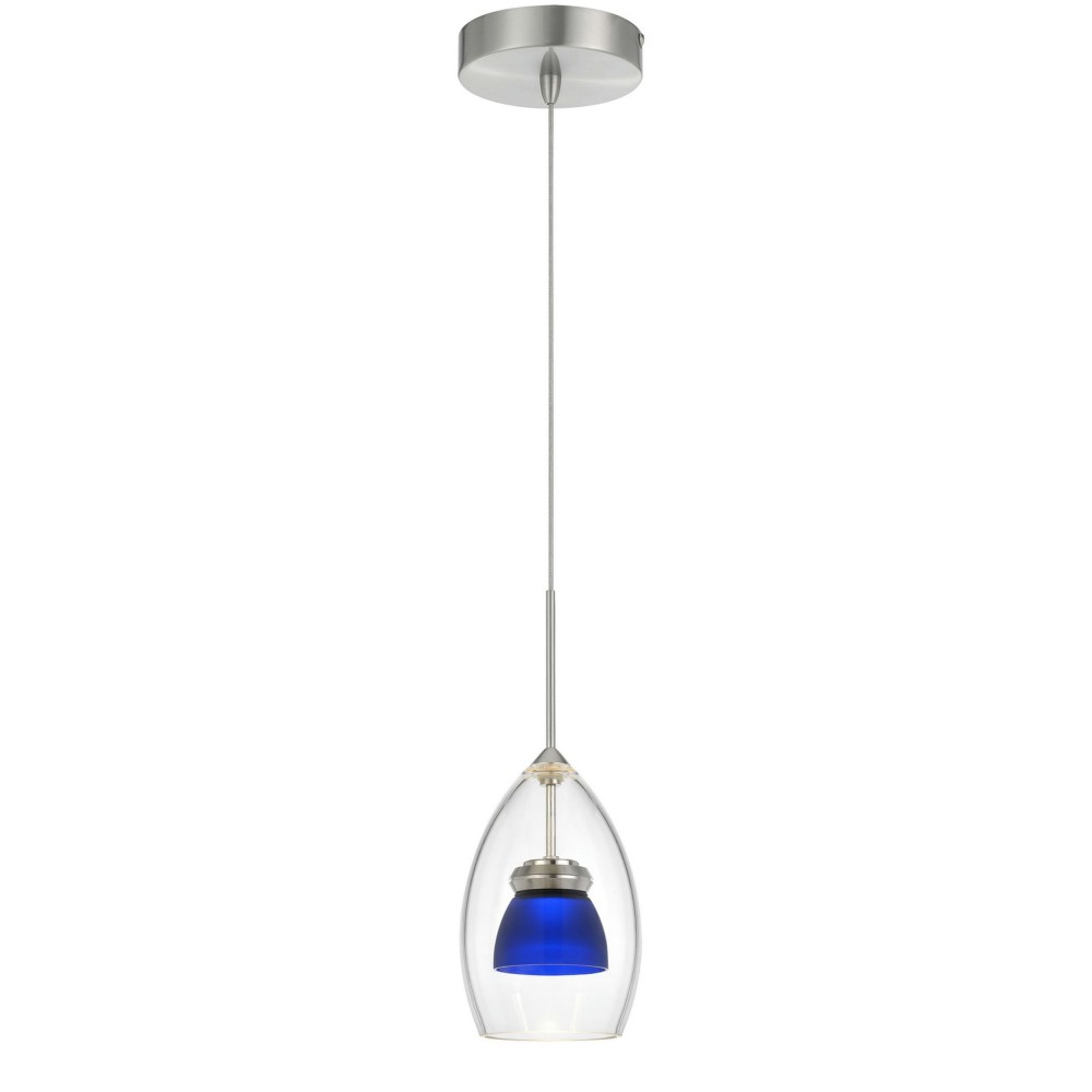 Frosted blue Metal/glass 128 integrated led pendant - Pendant