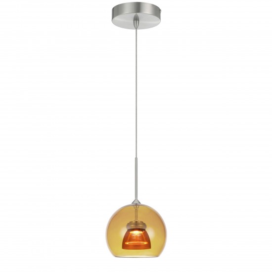 Amber/yellow Metal, glass 335 integrated led pendant - Pendant