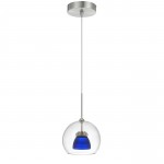 Frosted blue Metal/glass 335 integrated led pendant - Pendant