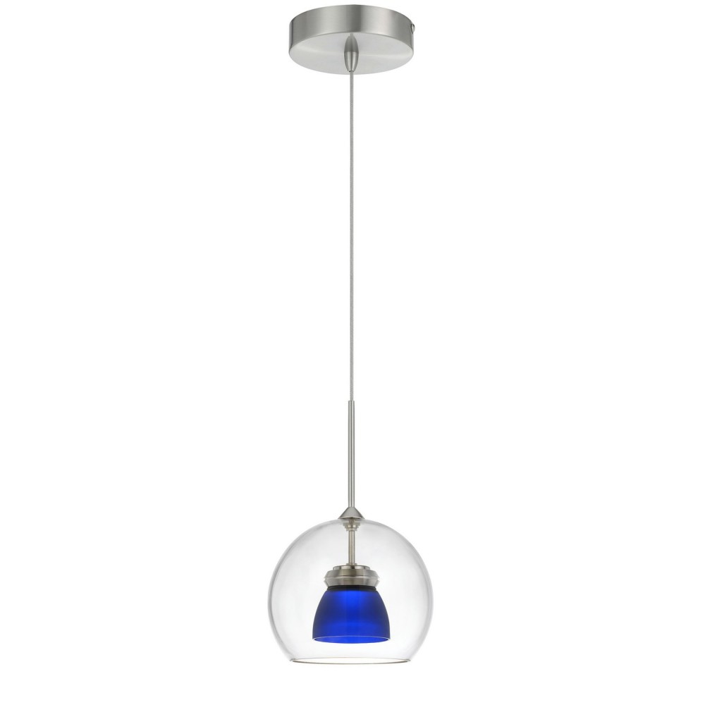 Frosted blue Metal/glass 335 integrated led pendant - Pendant