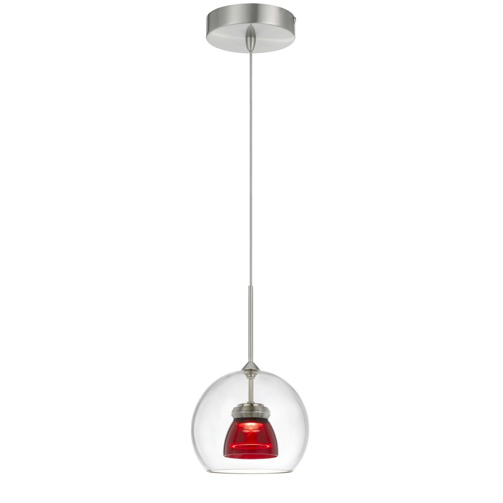 Red clear Metal/glass 335 integrated led pendant - Pendant