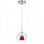 Frosted red Metal/glass 335 integrated led pendant - Pendant