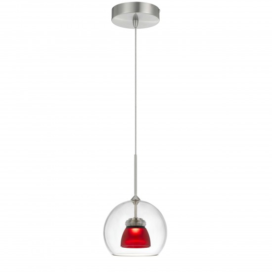 Frosted red Metal/glass 335 integrated led pendant - Pendant