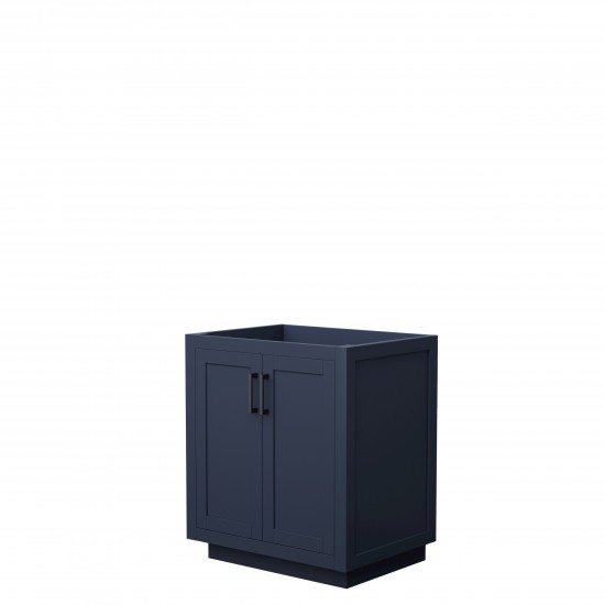 Miranda 30" Single Vanity in Dark Blue, No Top, No Sink, Matte Black Trim