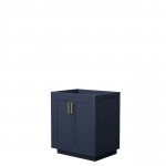 Miranda 30" Single Vanity in Dark Blue, No Top, No Sink, Brushed Gold Trim