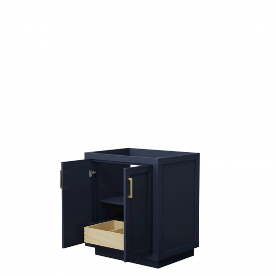 Miranda 30" Single Vanity in Dark Blue, No Top, No Sink, Brushed Gold Trim