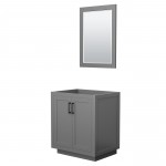 Miranda 30" Single Vanity in Dark Gray, No Top, Matte Black Trim, 24" Mirror