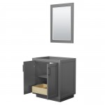 Miranda 30" Single Vanity in Dark Gray, No Top, Matte Black Trim, 24" Mirror