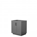 Miranda 30" Single Vanity in Dark Gray, No Top, No Sink, Matte Black Trim