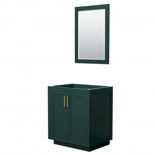 Miranda 30" Single Vanity in Green, No Top, Bruished Gold Trim, 24" Mirror