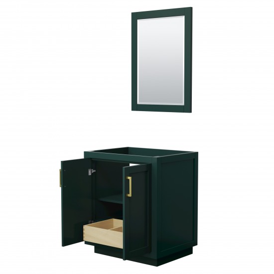 Miranda 30" Single Vanity in Green, No Top, Bruished Gold Trim, 24" Mirror