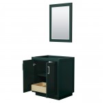 Miranda 30" Single Vanity in Green, No Top, Bruished Nickel Trim, 24" Mirror