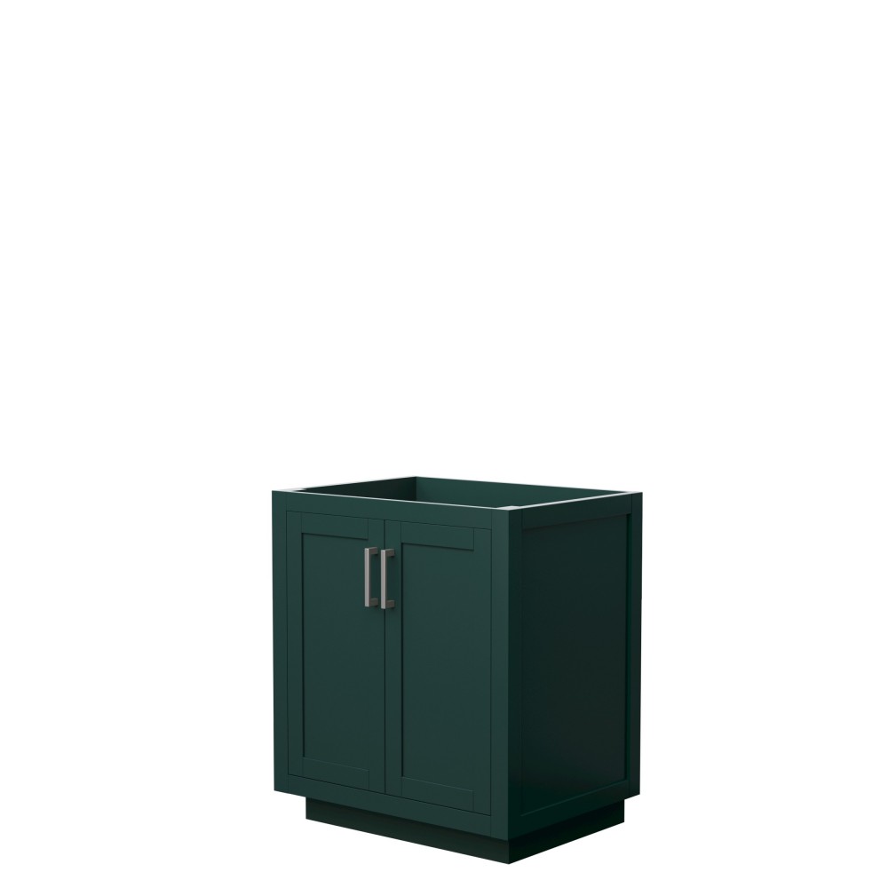 Miranda 30" Single Vanity in Green, No Top, No Sink, Brushed Nickel Trim Miranda 30" Single Vanity in Green, No Top, No Sink, Brushed Nickel Trim