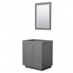 Miranda 30" Single Vanity in Dark Gray, No Top, Bruished Gold Trim, 24" Mirror