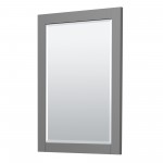 Miranda 30" Single Vanity in Dark Gray, No Top, Bruished Gold Trim, 24" Mirror