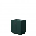 Miranda 30" Single Vanity in Green, No Top, No Sink, Matte Black Trim