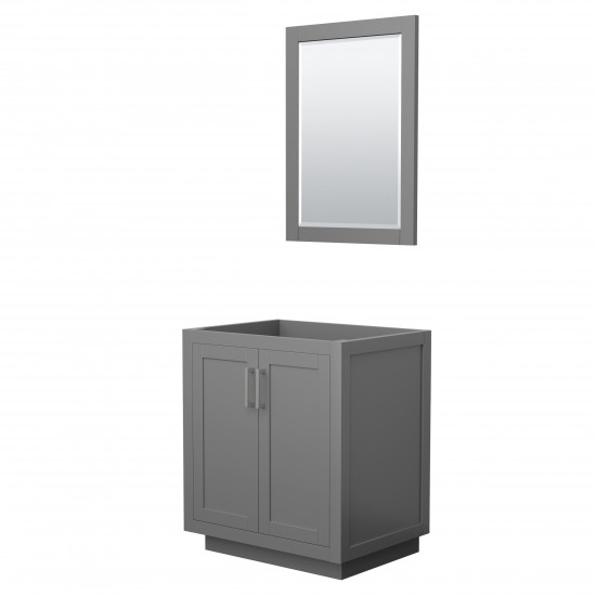 Miranda 30" Single Vanity in Dark Gray, No Top, Bruished Nickel Trim, 24" Mirror