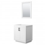 Miranda 30" Single Vanity in White, No Top, Matte Black Trim, 24" Mirror