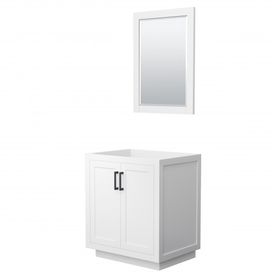 Miranda 30" Single Vanity in White, No Top, Matte Black Trim, 24" Mirror