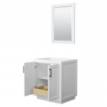 Miranda 30" Single Vanity in White, No Top, Matte Black Trim, 24" Mirror