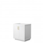 Miranda 30" Single Vanity in White, No Top, No Sink, Brushed Gold Trim