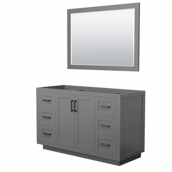 Miranda 54" Single Vanity in Dark Gray, No Top, Matte Black Trim, 46" Mirror