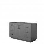 Miranda 54" Single Vanity in Dark Gray, No Top, No Sink, Matte Black Trim