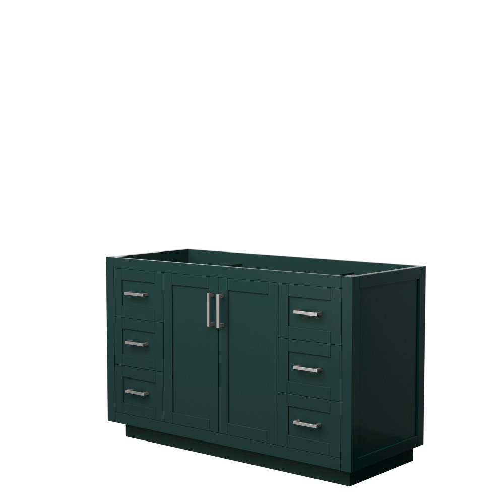 Miranda 54" Single Vanity in Green, No Top, No Sink, Brushed Nickel Trim