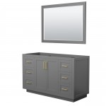 Miranda 54" Single Vanity in Dark Gray, No Top, Bruished Gold Trim, 46" Mirror