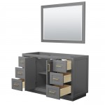 Miranda 54" Single Vanity in Dark Gray, No Top, Bruished Gold Trim, 46" Mirror