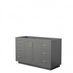 Miranda 54" Single Vanity in Dark Gray, No Top, No Sink, Brushed Gold Trim