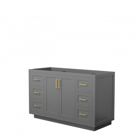 Miranda 54" Single Vanity in Dark Gray, No Top, No Sink, Brushed Gold Trim