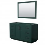 Miranda 54" Single Vanity in Green, No Top, Matte Black Trim, 46" Mirror