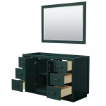 Miranda 54" Single Vanity in Green, No Top, Matte Black Trim, 46" Mirror