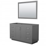 Miranda 54" Single Vanity in Dark Gray, No Top, Bruished Nickel Trim, 46" Mirror