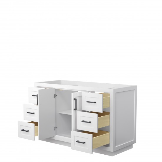 Miranda 54" Single Vanity in White, No Top, No Sink, Matte Black Trim